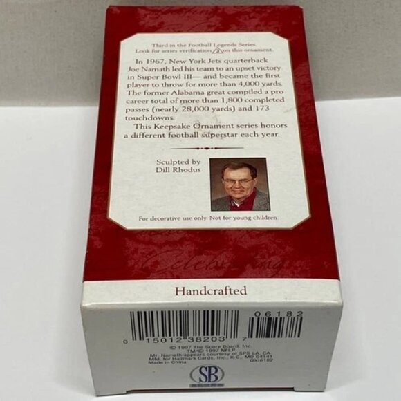 Vintage Joe Namath New York Jets Hallmark Ornament Football Legends X-Mas 1997 - Picture 9 of 10